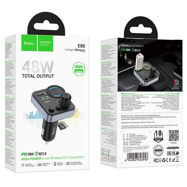 Transmisor Bluetooth hoco. E86 FM/TF/USB Manos Libres