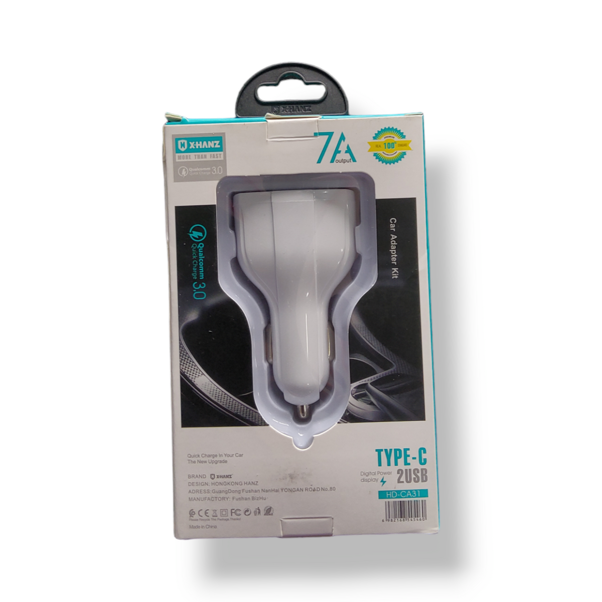 Cargador de auto 2USB 1Tipo C X-HANZ CA31