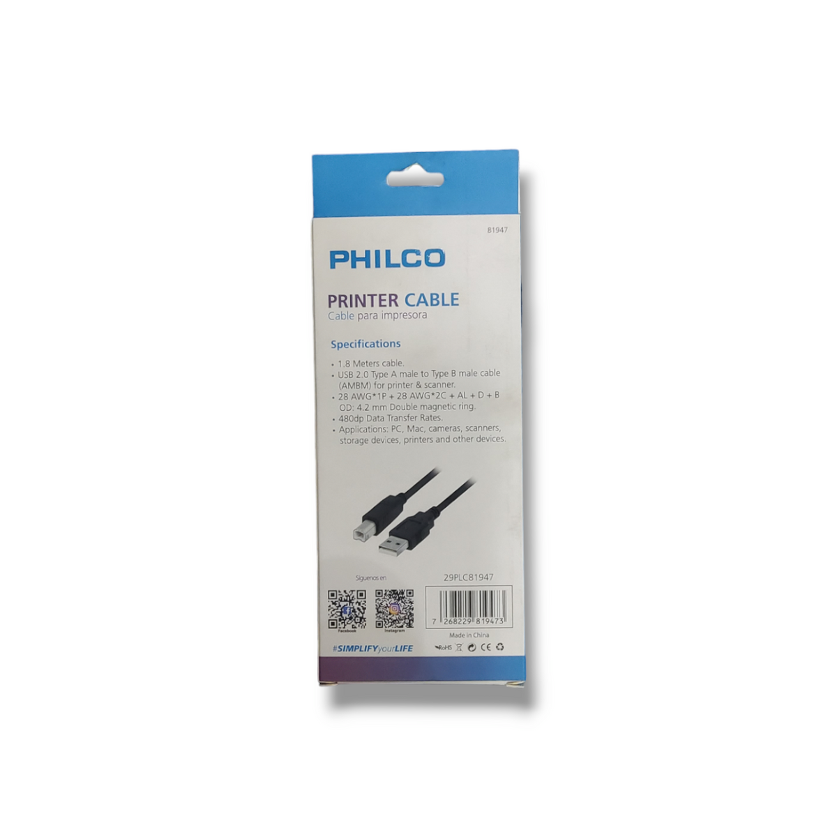 Cable para impresora Philco