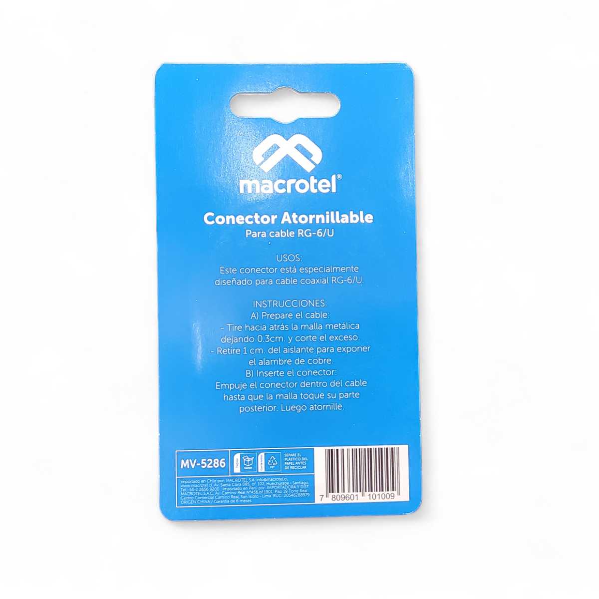 Conector atornillado para cable RG-6/U Macrotel