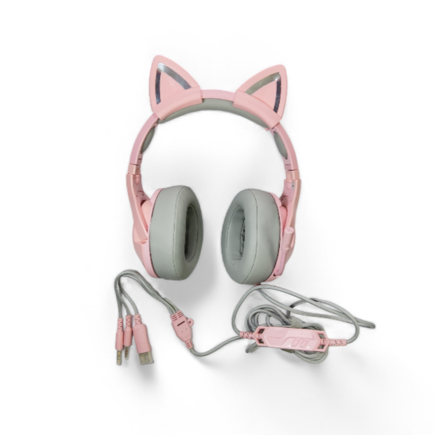 Audifonos Gamer K9 con orejas rosado Onikuma