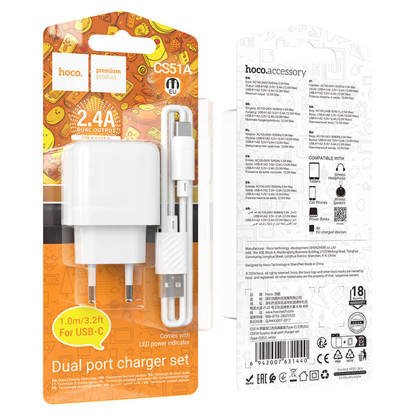 Cargador Tipo C Hoco CS51A